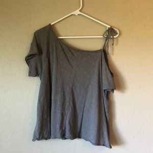 White Crow Gray off the shoulder tee